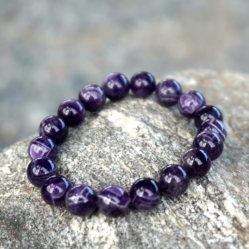 Natural Handmade Healing Chakra Bracelet - color: 10mm-Amethyst-FOR 7-8 INCH WRIST