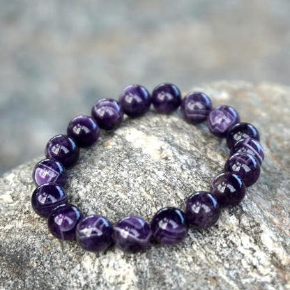 Natural Handmade Healing Chakra Bracelet - color: 10mm-Amethyst-FOR 7-8 INCH WRIST