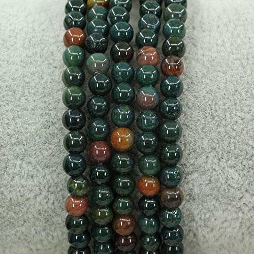 Keleny 4mm Natural Round Beads Gemstones Rock Crystal Stretch Bracelet 7 Inch Unisex - color: Green Bloodstone Heliotrope