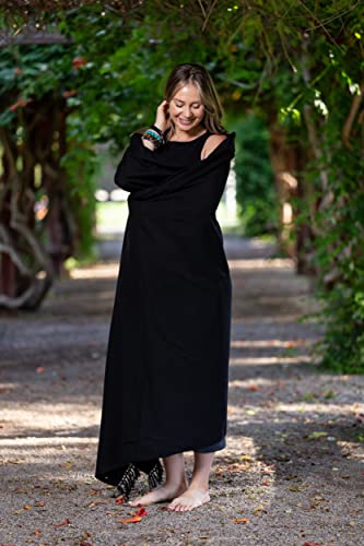 Meditation Shawl or Meditation Blanket, Shawl/Wrap, Oversize Scarf/Stole. Large. Unisex. - color: Black
