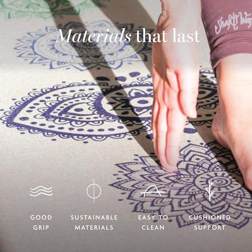 Shakti Warrior Hemp Yoga mat - Extra Long and Wide - Artist Designed, Premium eco Friendly mats, Non Slip, Non Toxic, Great for Regular & Hot Yoga, Pilates and Workouts (84 inch x 27 inch x 2mm Thick)