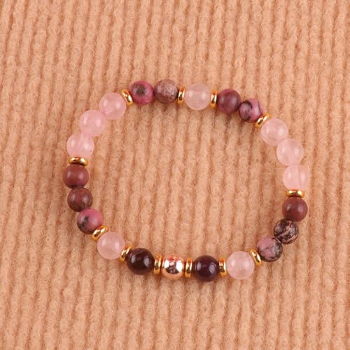 KSQS Healing Stone Bead Bracelet for Women, Natural Gemstones Balance Protection Bracelet, Spiritual Crystal Beads Bracelet Anxiety Relief with Meaning Card - style: Self-Love