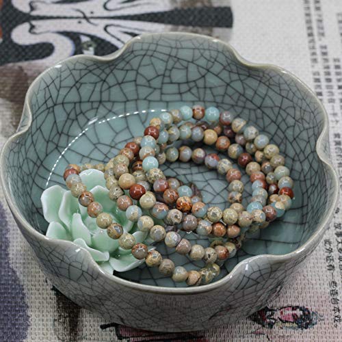 Keleny Semi Precious Crystal 6mm Round Beads Rock Yoga Stretch Bracelet 7 Inch Unisex Unisex - color: Multicolor Serpentine