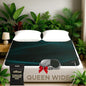Luxury Tourmaline Grounding Mat Queen Wide 59” x 54” for Bed & Desk – Conductive PU Leather Surface, Quality Certified, Includes Silver Sleep Mask & 15ft Cord - size: Queen - 59”x54”