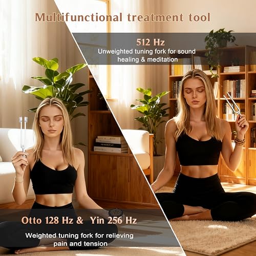Tuning Fork Set (128Hz, 256Hz, 512Hz), Body Tuning Forks Chakra Set, for Medical Sound Healing Therapy, Meditation, DNA Repair, Reiki Energy, Guitar Tune Fork — Best Gift for Sound Healer - size: Health 3 set