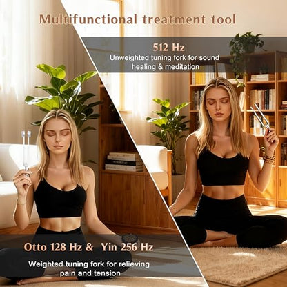 Tuning Fork Set (128Hz, 256Hz, 512Hz), Body Tuning Forks Chakra Set, for Medical Sound Healing Therapy, Meditation, DNA Repair, Reiki Energy, Guitar Tune Fork — Best Gift for Sound Healer - size: Health 3 set
