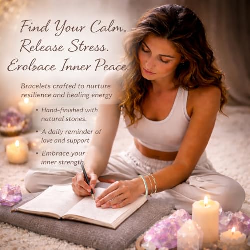 Intentional Healing Stones Bracelet for Women, 3PCS Layered Set with Semi‑Precious Stone Beads, Inspirational Jewelry for Calm Rituals & Emotional Balance - style: Moonstone - New Beginnings