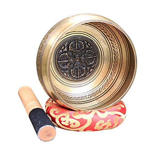 Handmade Gift Peaceful Relaxation Meditation Yoga Singing Bowl Set Alloy，One Color 12.5cm