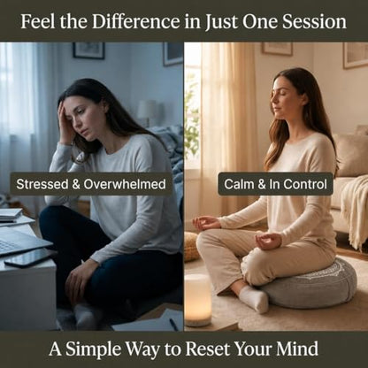 Meditation Cushion Set with Buckwheat Zafu, Breathing Light, Singing Bowl, Eye Pillow & Affirmation Cards – Meditation Kit for Beginners, Mindfulness Gift Set for Stress Relief & Yoga