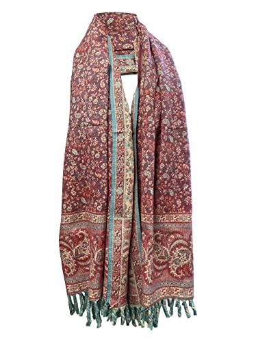 DUSTY PURPLE FLORAL SCARF LUXURY PREMIUM QUALITY HANDMADE FASHION SCAR MADE OF YAK WOOL Shawl Blanket stole unisex Travel Wrap Meditation Soft gift for her
