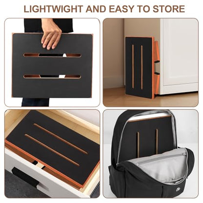 Step Stool Foldable, Wooden Step Stool with Non-Slip Rubber Stepping Feet, Folding Platform Step Stools for Adults Seniors in Kitchen, Home, Bedroom, Office, Rv, Easy to Carry,450 LBS Capacity (Brown)