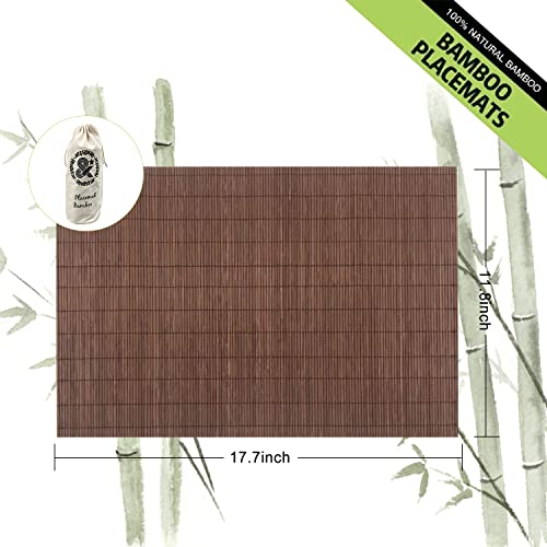 Set of 12 Pcs Bamboo Placemats Natural Anti-Slip Bamboo Placemats Washable Heat-Resistant Table Mats for Dining Room and Kitchen(Chocolate) - color: Chocolate, size: Set of 12