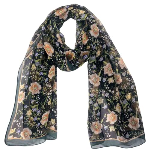 Pokeedioty Scarfs for Women Lightweight Fashion Scarves Elegant Floral Pattern Sheer Scarfs Sunscreen Shawls Wraps - color: P 066