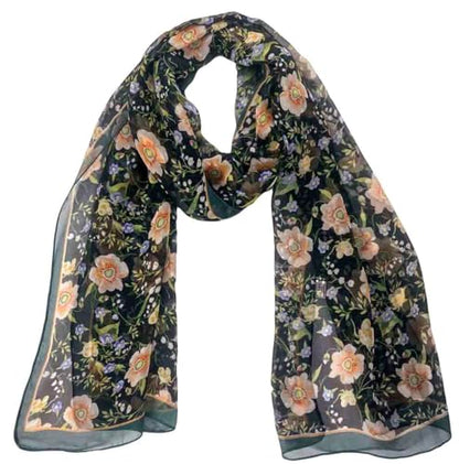 Pokeedioty Scarfs for Women Lightweight Fashion Scarves Elegant Floral Pattern Sheer Scarfs Sunscreen Shawls Wraps - color: P 066