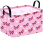 Storage Basket Home Shelf Basket Kids Organizer Box Clothes Laundry Hamper Nursery Bin Gift Laundry Basket with Handles Pink Bowknot Pattern for Home - color: Pink Bowknot