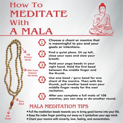 Mala Pack of 2 Rose Wood Mala and Tulsi Mala Beads 108 + 1 | Buddhist Prayer Beads Mala for Jaap and Unique rudraksha mala| knotted prayer beads & Meditation Beads