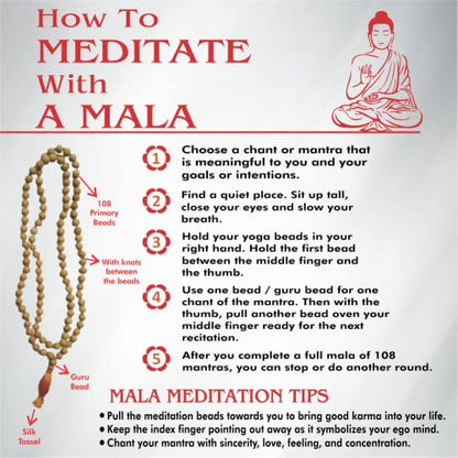 Mala Pack of 2 Rose Wood Mala and Tulsi Mala Beads 108 + 1 | Buddhist Prayer Beads Mala for Jaap and Unique rudraksha mala| knotted prayer beads & Meditation Beads