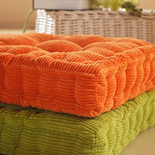 Jhorxa 18x18inch(Set of 2) Square Tufted Floor Pillow Chair Pad Sofa Cushion Tatami Floor Cushion Purple Cushion for Living Room Bed Balcony Outdoor Children's Play Area Car etc. (Orange)