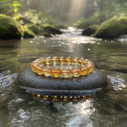 The Alchemist's Arcanum Adjustable Beaded Wrist Accessory for Men and Women, Stretch Fit Stone Bead Jewelry for Daily Wear and Gifting - color: Citrine