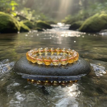 The Alchemist's Arcanum Adjustable Beaded Wrist Accessory for Men and Women, Stretch Fit Stone Bead Jewelry for Daily Wear and Gifting - color: Citrine