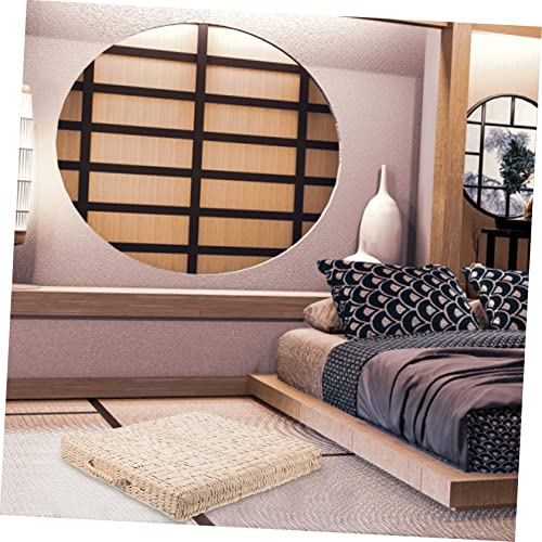 Handmade Woven Meditation Cushion Tatami Floor Mat for Yoga Relaxation Comfortable Square Seat Pad Straw Design for Home Use