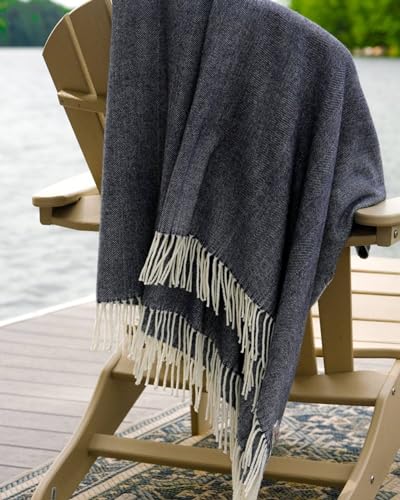 Alashan Cotton Acrylic Adirondack Herringbone Woven Throw - Onyx Blanket - Lightweight Throw Blanket - color: Onyx