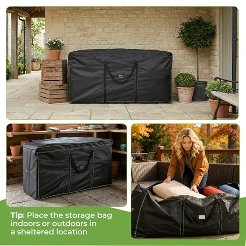 GARPROVM Extra Large Patio Cushion Storage Bag, 68"x20"x30" Outdoor Furniture Cushion Storage with Carry Handles, 420D Oxford Fabric Waterproof Storage Bag for Garden Cushions Christmas Tree