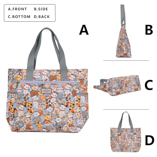 GAENMESN Women's Lightweight Waterproof Tote Bag Durable Designer Handbag with Zipper Travel Commute Everyday Use - color: Cat