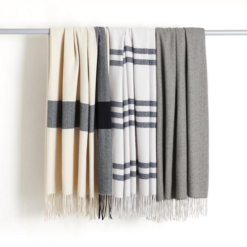 Amazon Basics Cozy Room Décor Throw Blanket, Lightweight, Recycled Polyester, Dark Gray and Light Gray Herringbone, 50"x 60" - color: Dark Gray and Light Gray Herringbone, style: Woven