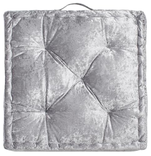 SAFAVIEH Home Collection Belia Silver 18-inch Square Tufted Floor Pillow with Insert - color: Silver, size: 18 x 18-Inch