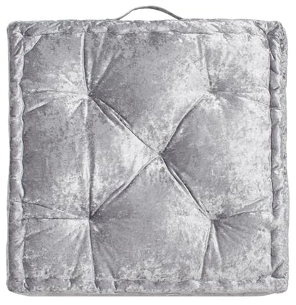 SAFAVIEH Home Collection Belia Silver 18-inch Square Tufted Floor Pillow with Insert - color: Silver, size: 18 x 18-Inch