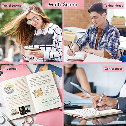 8 Pack Soft Cover Journal Bulk, Feela Notebooks College Ruled for Work, Lined Travel Journal for Women Men, Note Taking Notebook School Supplies Business Writing, 8.2” x 5.5”, A5, Pink - color: 8 Pink