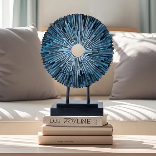 Round Statue HomeDecor Kitchen, Modern Decorative Sculpture Decorations for Living Room Coffee Table, Office Decor Shelf, Center Tabletop Decoration (Blue)