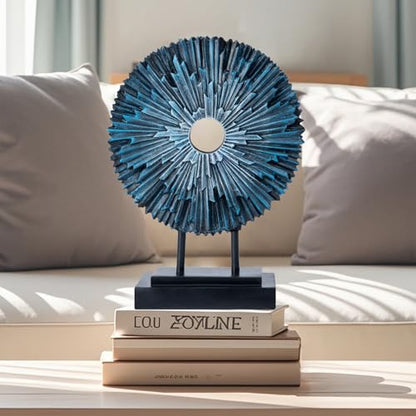 Round Statue HomeDecor Kitchen, Modern Decorative Sculpture Decorations for Living Room Coffee Table, Office Decor Shelf, Center Tabletop Decoration (Blue)