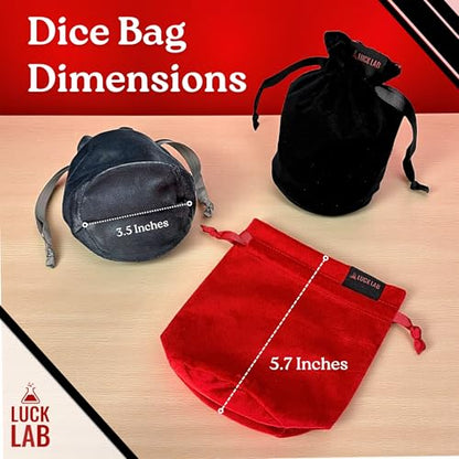 Velvet Drawstring Dice Bag - Set of Three Colors - Dungeons and Dragons Fabric/Standing Cotton Fabric Dice Bags/D&D Dice Pouch/Small Pouch/Velvet Jewelry Bag (Red, Black, Grey)