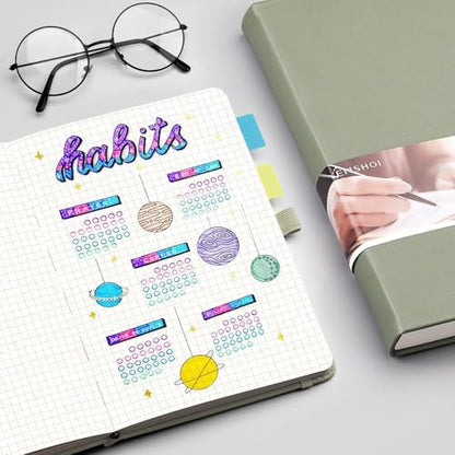 EMSHOI Graph Paper Notebook - 256 Pages A5 Graph Notebook/Journal, Hard Cover, 120gsm Thick Paper, Smooth PU Leather, Inner Pocket, 5.75'' × 8.38''- Olive Green - color: Green, size: A5-Graph