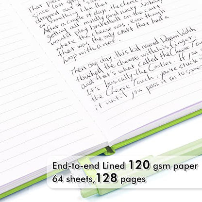 feela 24 Pack Journal Notebook Bulk for Work, Business Notebook Hardcover Lined Writing Journal with Pen Holder for Men Women Note Taking, with 24 Black Pens, 120 GSM, 5.1”x8.3”, A5, Green - color: 24 Green