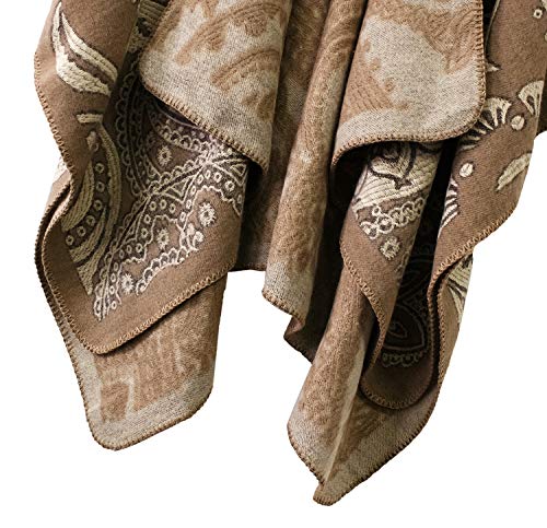 Urban CoCo Women's Color Block Shawl Wrap Open Front Poncho Cape - color: Series 23-camel