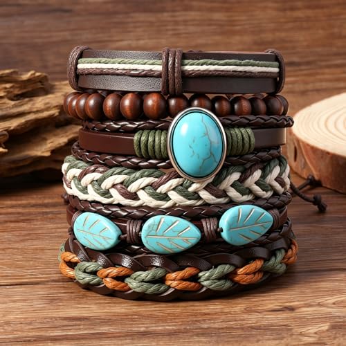 Gothic Bracelet Adjustable Punk Braided Leather Multilayer Grunge Set Bracelets Emo Metal Cuff Wrap Bangles Meaningful Gift - color: J-BZ-19