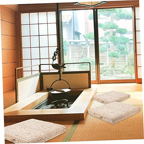 Handmade Woven Meditation Cushion Tatami Floor Mat for Yoga Relaxation Comfortable Square Seat Pad Straw Design for Home Use