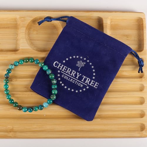 Cherry Tree Collection - Small, Medium, Large Sizes - Gemstone Beaded Bracelets For Women and Men - 6mm Round Beads - color: Chrysocolla, size: Large