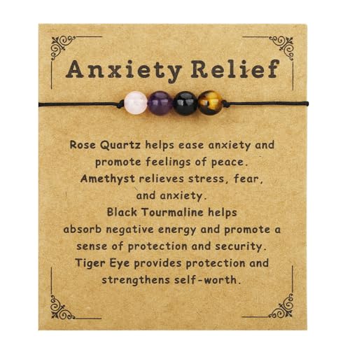 yfstyle Crystal Healing Stones Bracelets for Women & Men - Amethyst Anxiety Protection Bracelets - Natural Gemstones Jewelry Gifts - color: Anxiety Relief