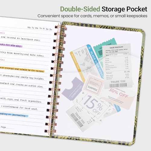 Lined Spiral Journal Notebook, A5 College Ruled Notebook for Journaling, Note-Taking, and Daily Planning, Durable Hardcover with an Elegant Design, Cactus - color: T.Cactus