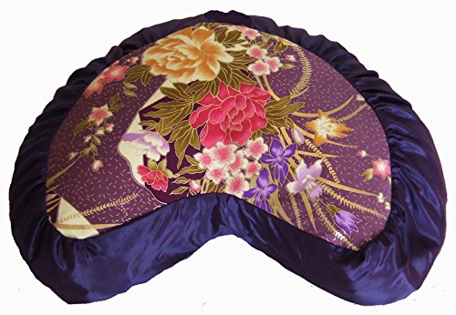 Meditation Cushion Crescent Zafu - Japanese Silk Print - Limited Edition - color: Japanese Silk Print - Limited Edition