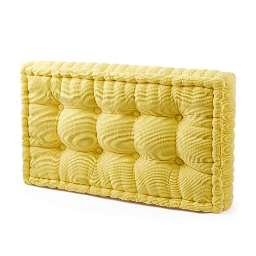DormCo Rainha - Ultra Thick Tufted Floor Pillow - Yellow - color: Yellow