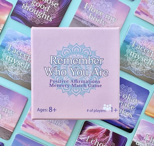 Positive Affirmations Memory Matching Game REMEMBER WHO YOU ARE, Therapy Games for School Counselors and Therapists, Positive Affirmation Cards Game for Adolescents, Teens and Adults