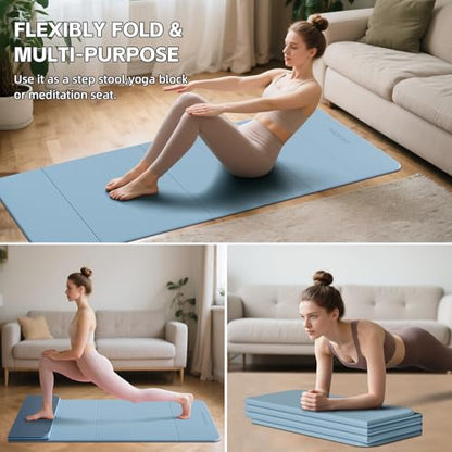 7-Fold Yoga Mat 70"x24" - 1/2 Inch Thick Folding Exercise Mat, Compact Non-Slip TPE Mat for Travel, Storage, Yoga & Home Gym, Lightweight & Portable