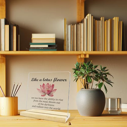 Lotus Flowers Gifts for Women,Like A Latus Flower Acrylic Sign,Inspirational Plaque for Yoga Meditation Room - color: Lotus
