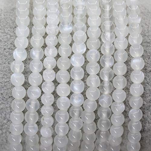 Keleny Gem Semi Precious Gemstones 4mm Round Beads Crystal Stretch Bracelet 7 Inch Unisex - color: White Moonstone