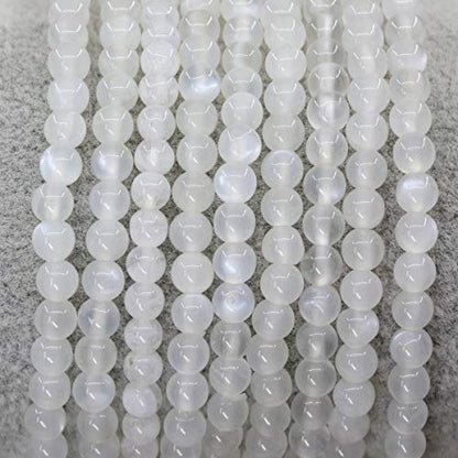 Keleny Gem Semi Precious Gemstones 4mm Round Beads Crystal Stretch Bracelet 7 Inch Unisex - color: White Moonstone